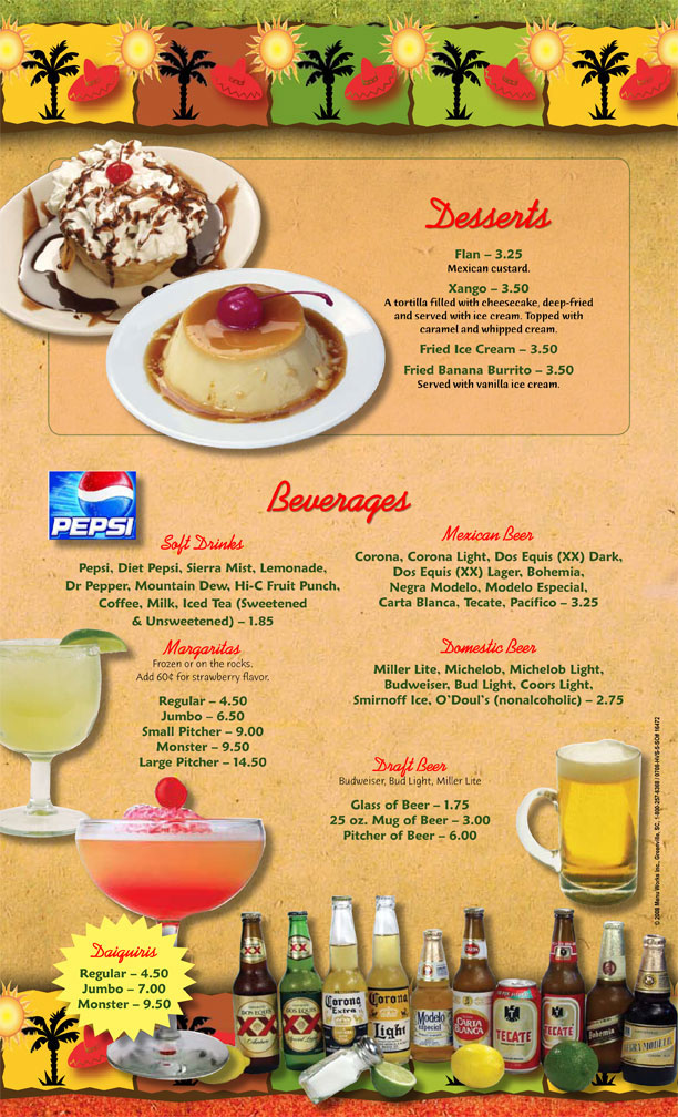 Mexican Restaurant Menu The Casa Mexicana Paducah KY